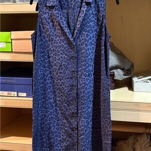 Equipment Blue Leopard Print Shirtdress